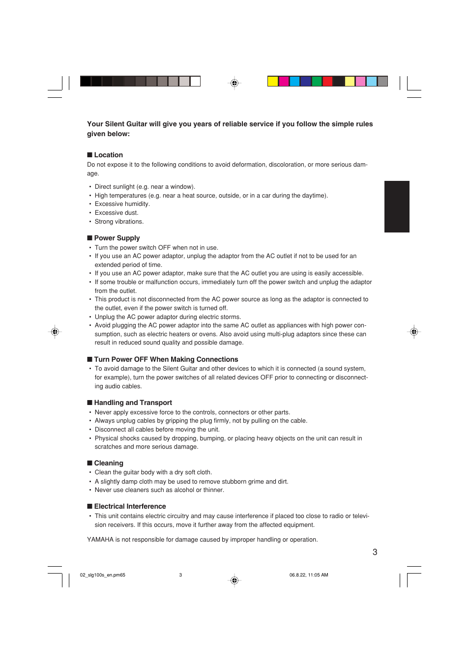 Yamaha SLG-100S User Manual | Page 3 / 15