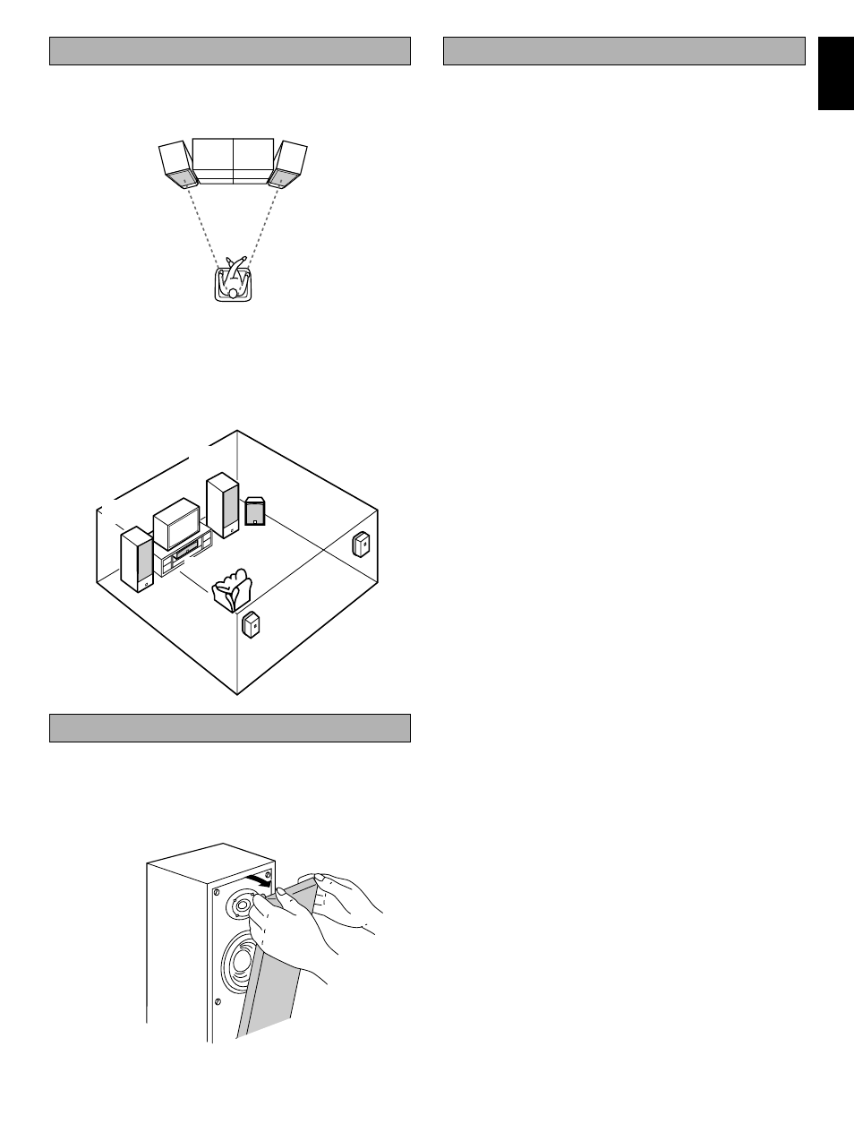 Placing the speakers, Removing the front cover, Specification | 5specification, English | Yamaha NS-300 User Manual | Page 5 / 6