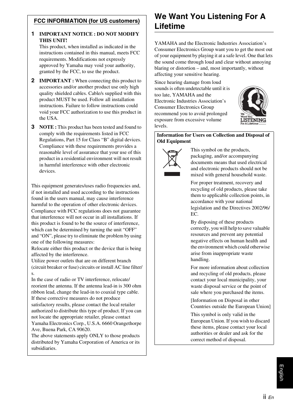 We want you listening for a lifetime | Yamaha NS-SW210 User Manual | Page 3 / 12