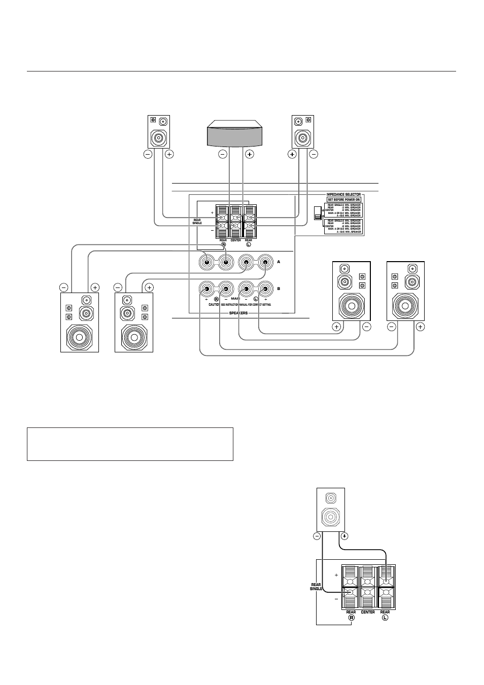 8connecting speakers, Rear speaker, Rear speaker (general model) | Yamaha R-V302K User Manual | Page 8 / 36