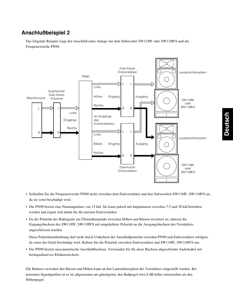 Deutsch, Anschlußbeispiel 2 | Yamaha S115IVA-OAK User Manual | Page 17 / 36