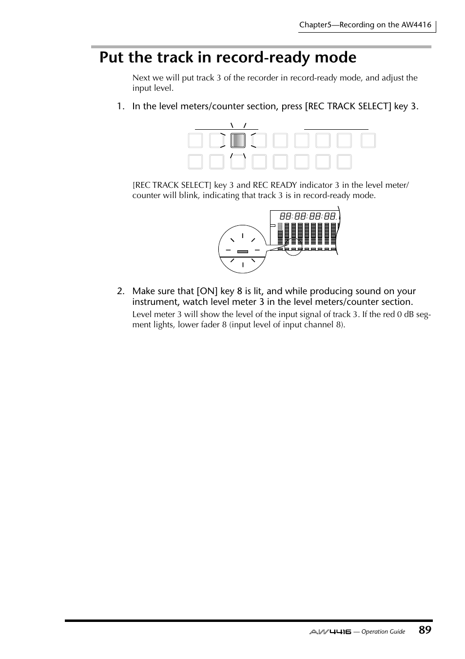 Put the track in record-ready mode, Operation guide | Yamaha AW4416 User Manual | Page 102 / 280