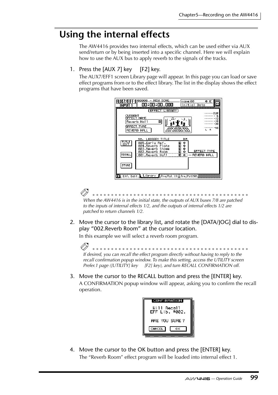 Using the internal effects | Yamaha AW4416 User Manual | Page 112 / 280