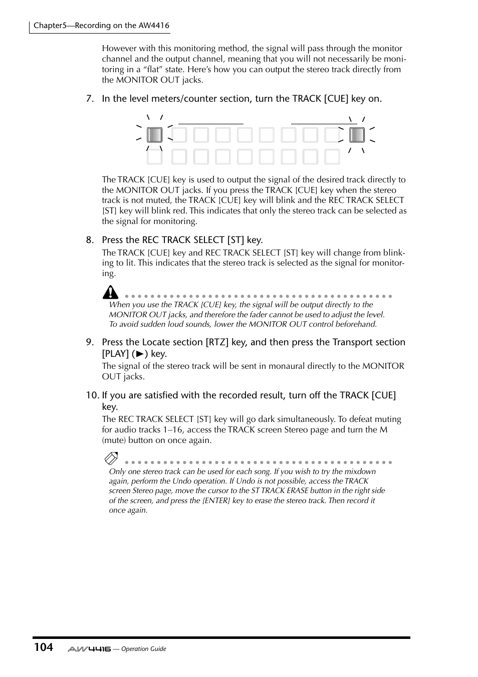 Press the rec track select [st] key | Yamaha AW4416 User Manual | Page 117 / 280