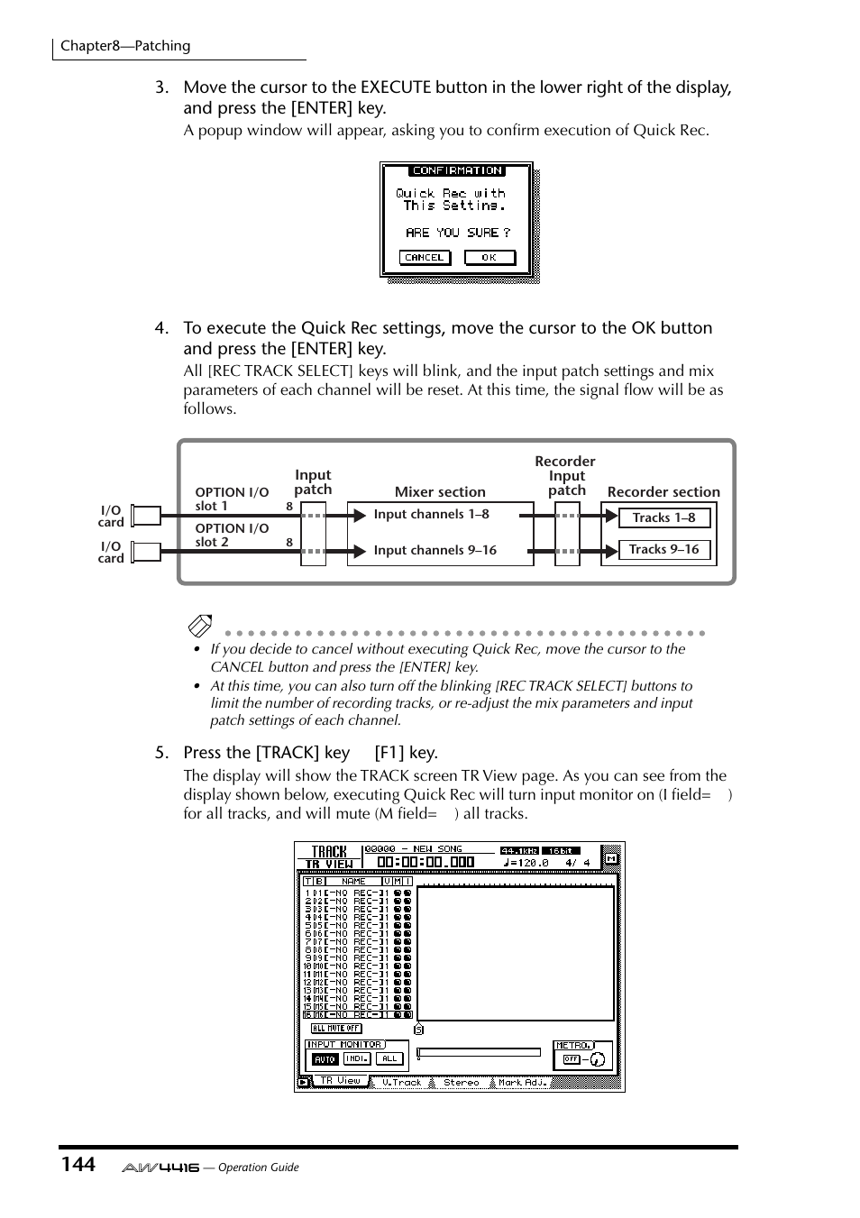 Press the [track] key → [f1] key | Yamaha AW4416 User Manual | Page 156 / 280