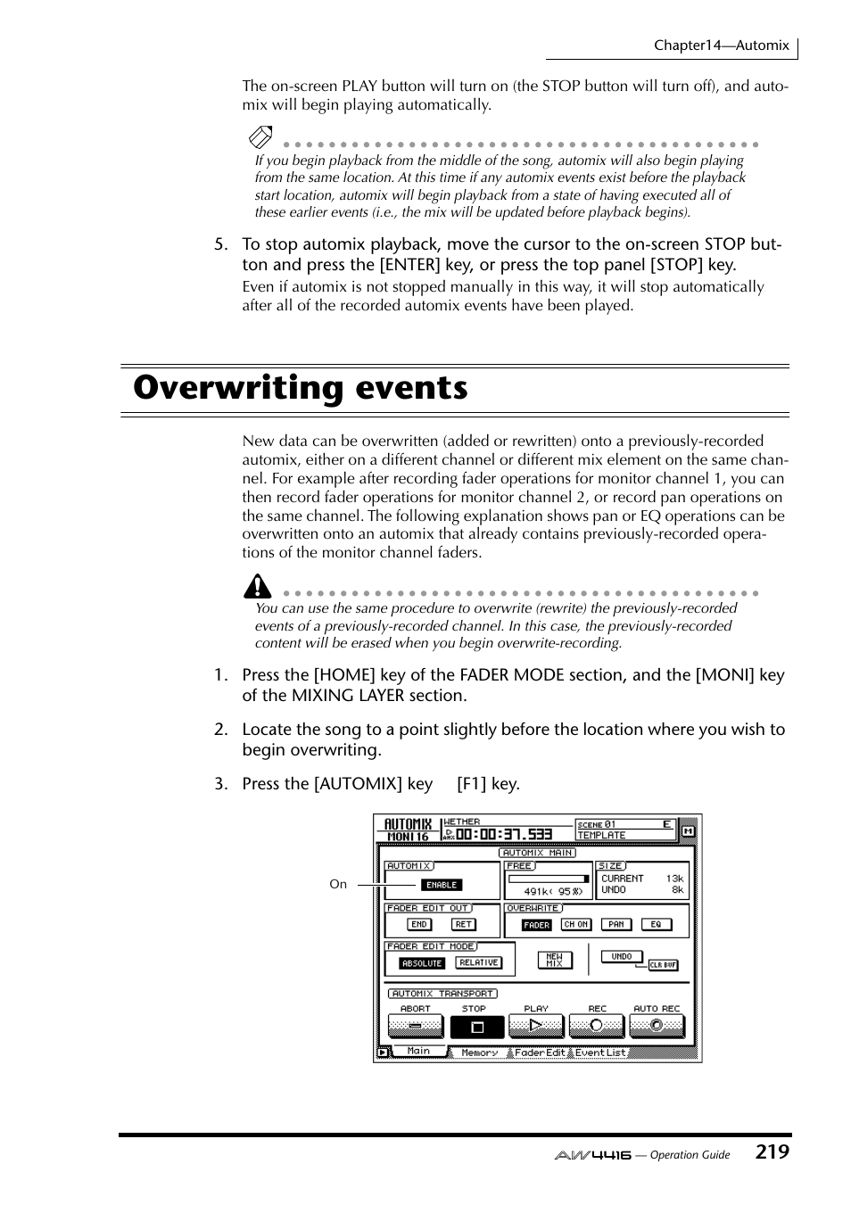 Overwriting events | Yamaha AW4416 User Manual | Page 229 / 280