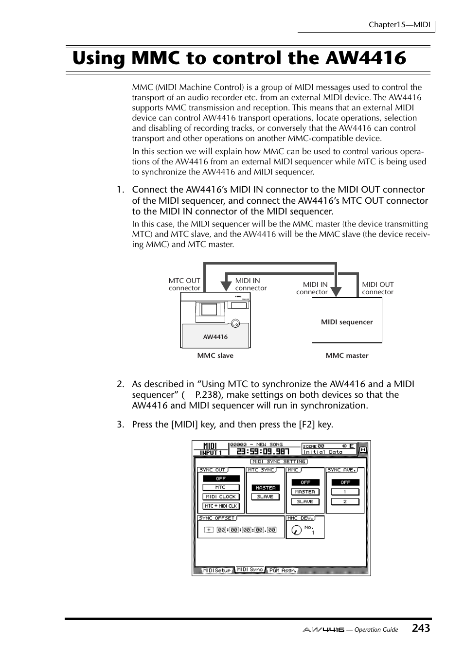 Using mmc to control the aw4416 | Yamaha AW4416 User Manual | Page 253 / 280