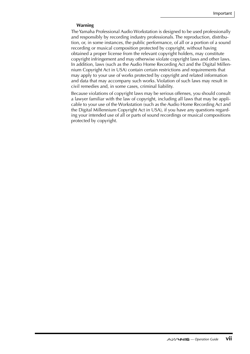 Yamaha AW4416 User Manual | Page 7 / 280