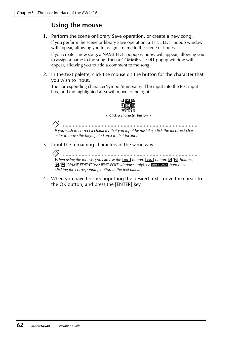 Using the mouse | Yamaha AW4416 User Manual | Page 76 / 280