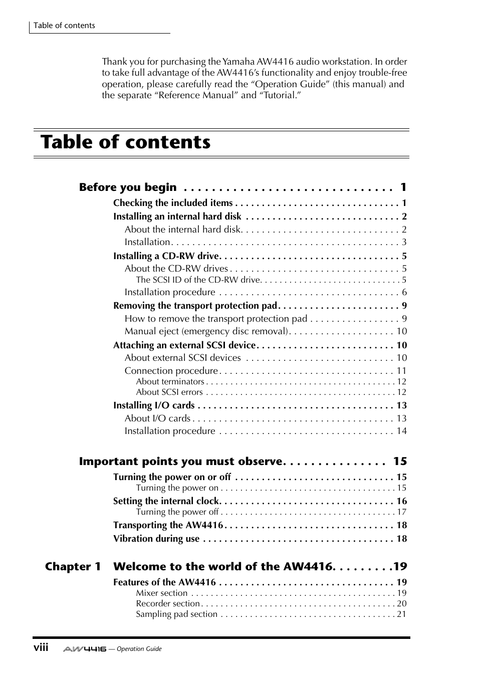 Yamaha AW4416 User Manual | Page 8 / 280