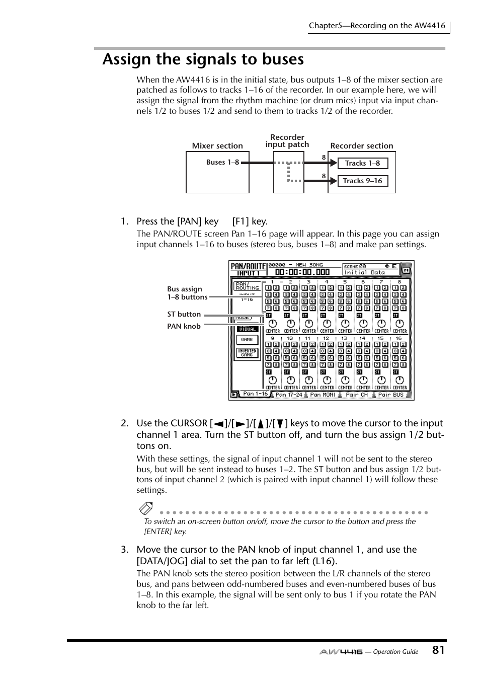 Assign the signals to buses | Yamaha AW4416 User Manual | Page 94 / 280