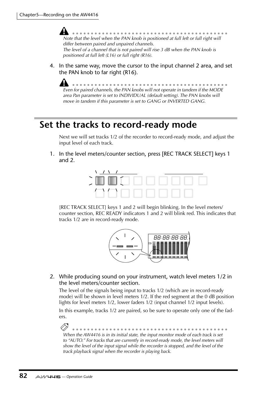 Set the tracks to record-ready mode | Yamaha AW4416 User Manual | Page 95 / 280