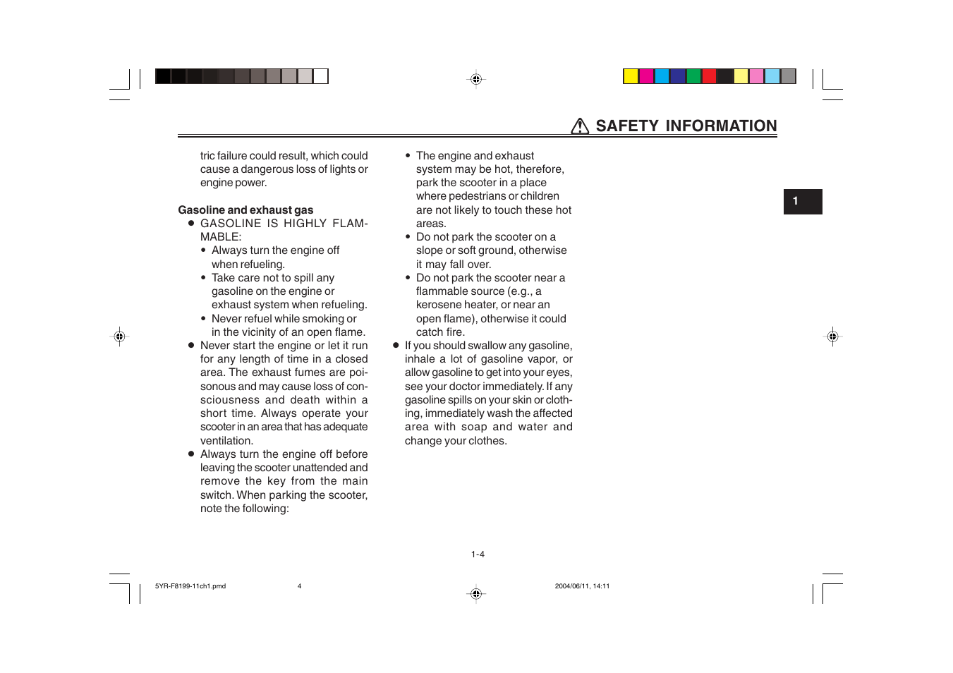 Qq safety information | Yamaha YJ125T User Manual | Page 11 / 76