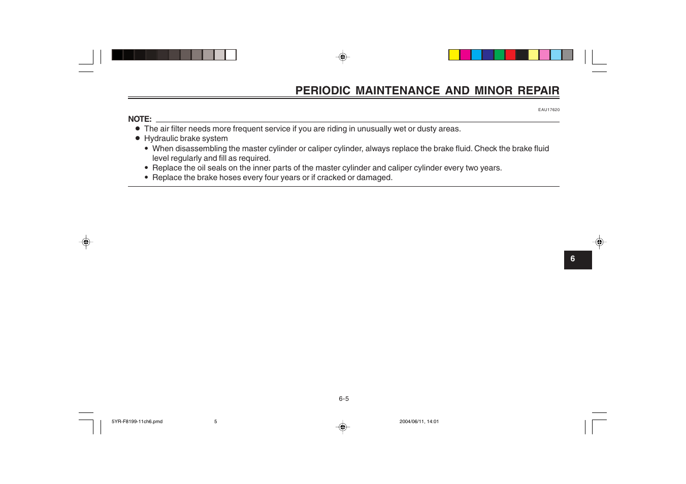 Periodic maintenance and minor repair | Yamaha YJ125T User Manual | Page 39 / 76