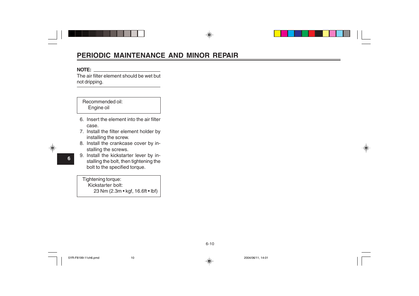 Periodic maintenance and minor repair | Yamaha YJ125T User Manual | Page 44 / 76