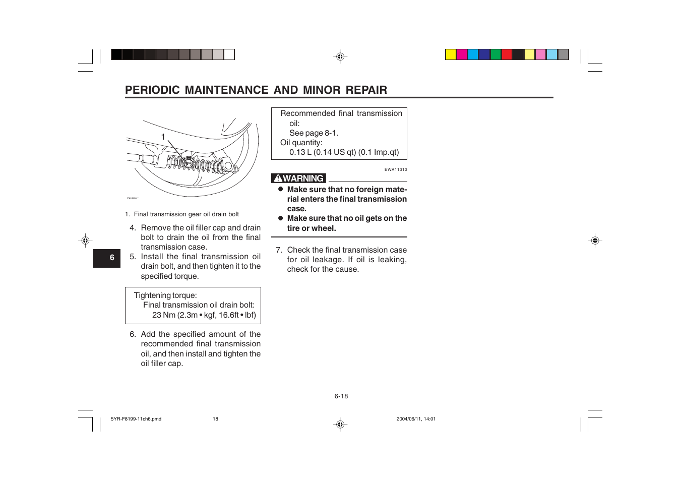 Periodic maintenance and minor repair | Yamaha YJ125T User Manual | Page 52 / 76