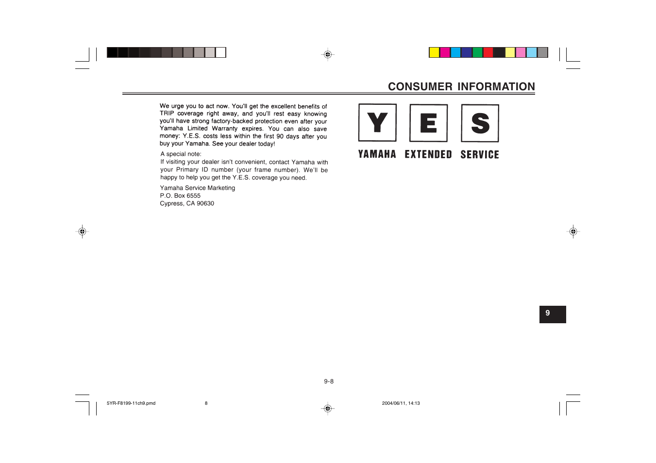 Consumer information | Yamaha YJ125T User Manual | Page 75 / 76