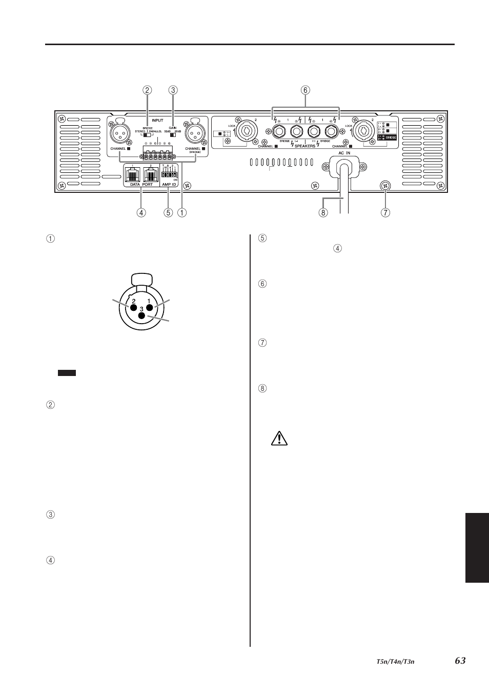 リアパネル | Yamaha T3n User Manual | Page 7 / 18