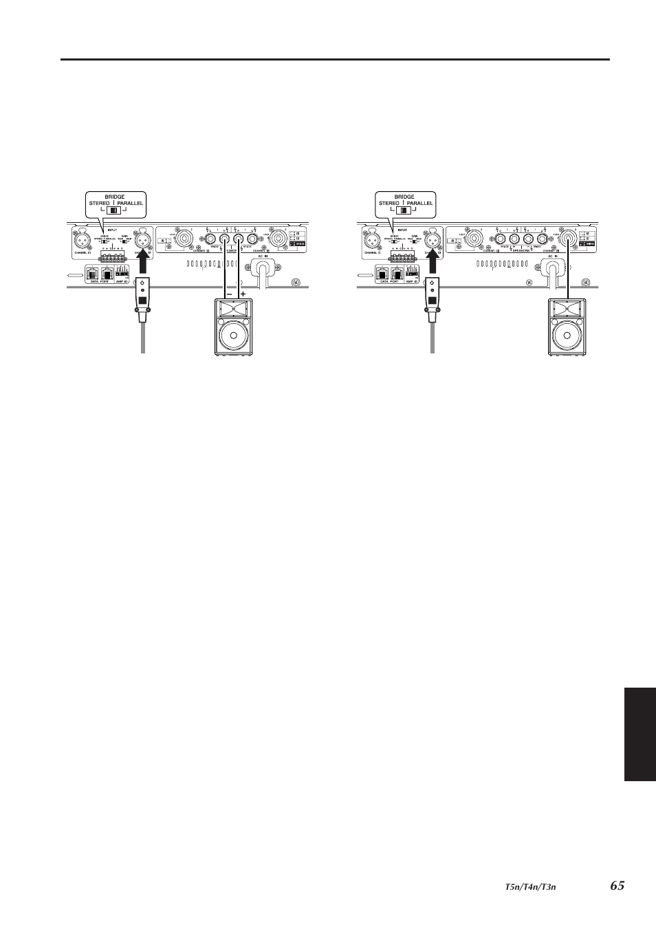 Bridgeモードでの接続(モノラルハイパワーアンプとして駆動) | Yamaha T3n User Manual | Page 9 / 18