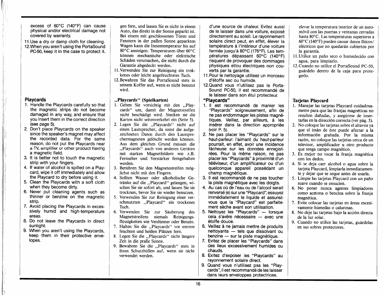 Piaycards, Playcards | Yamaha Portasound PC-50 User Manual | Page 18 / 24