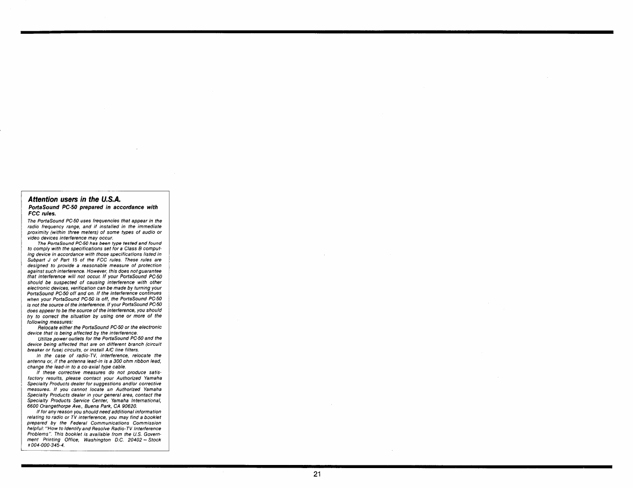 Yamaha Portasound PC-50 User Manual | Page 23 / 24