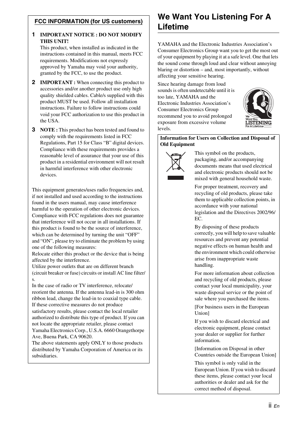 We want you listening for a lifetime | Yamaha NS-SW700 User Manual | Page 3 / 21