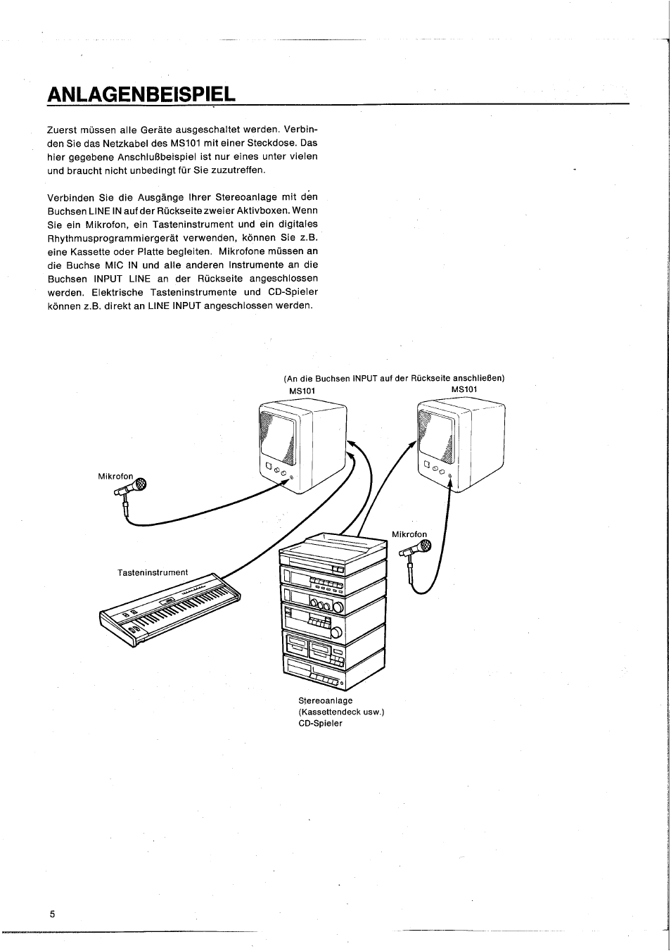 Anlagenbeispiel | Yamaha MS101G User Manual | Page 22 / 28