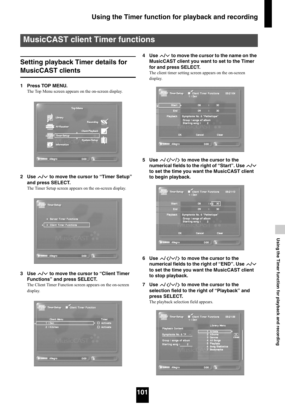 Musiccast client timer functions | Yamaha mcx-1000 User Manual | Page 101 / 148