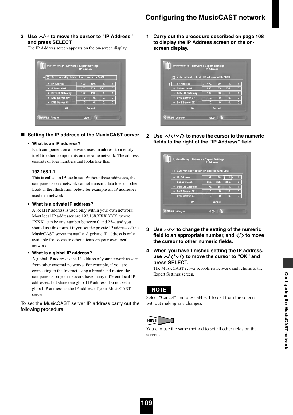 Configuring the musiccast network 109 | Yamaha mcx-1000 User Manual | Page 109 / 148