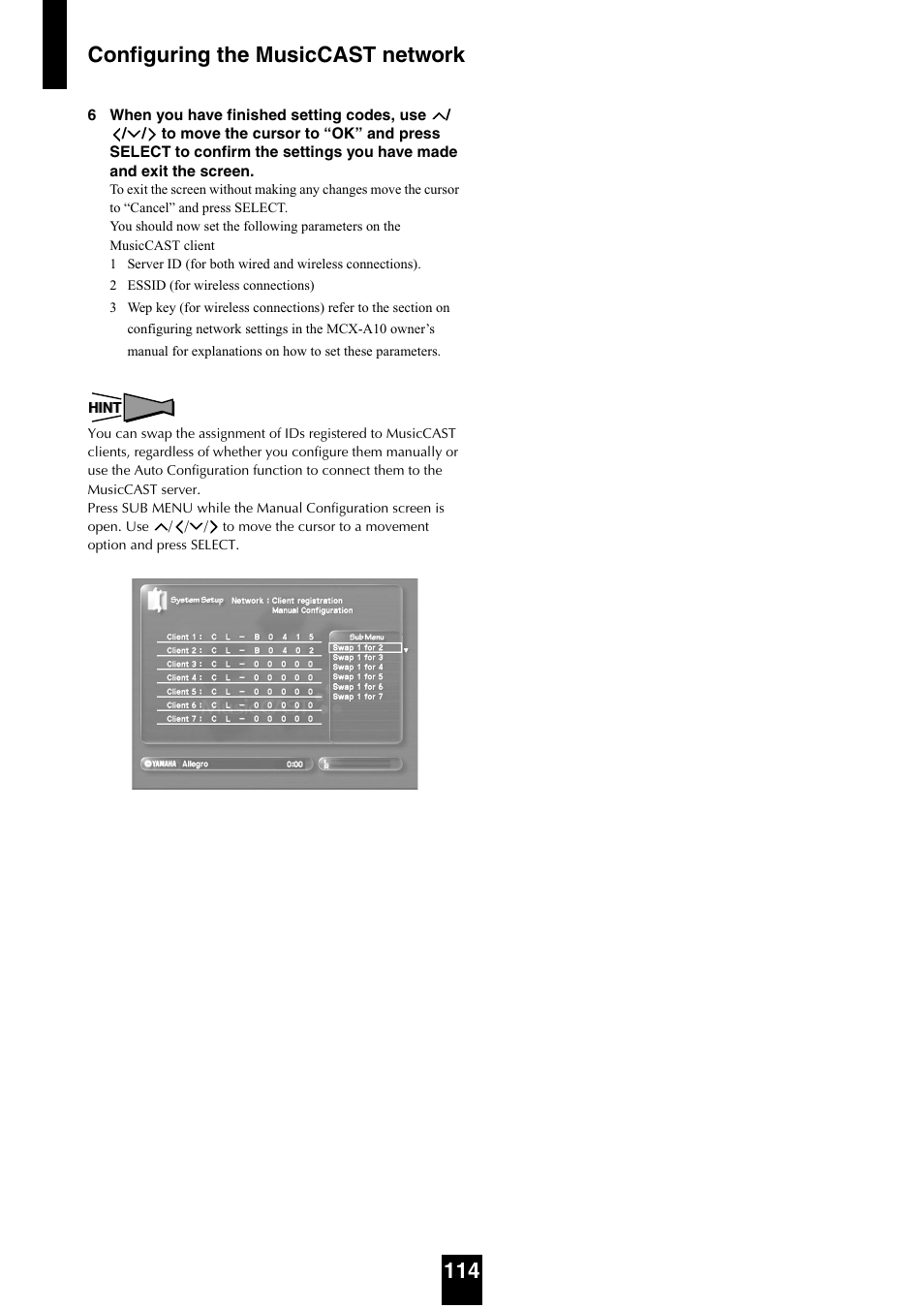 Configuring the musiccast network 114 | Yamaha mcx-1000 User Manual | Page 114 / 148