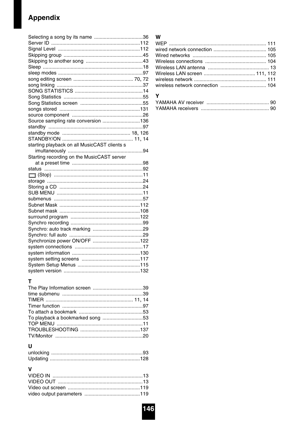 Appendix 146 | Yamaha mcx-1000 User Manual | Page 146 / 148