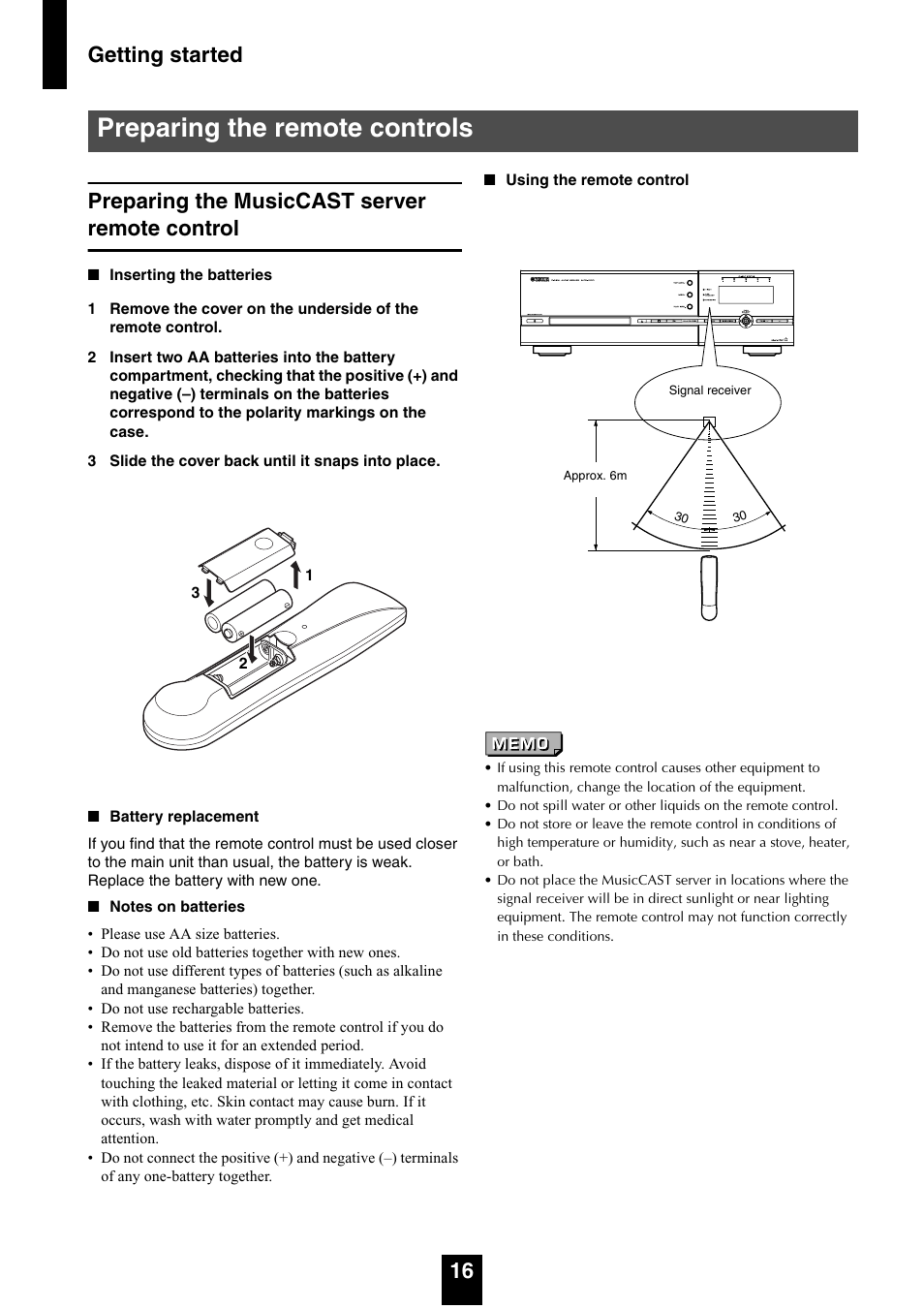 Preparing the remote controls, Preparing the musiccast server remote control, Preparing the musiccast server remote control | Yamaha mcx-1000 User Manual | Page 16 / 148