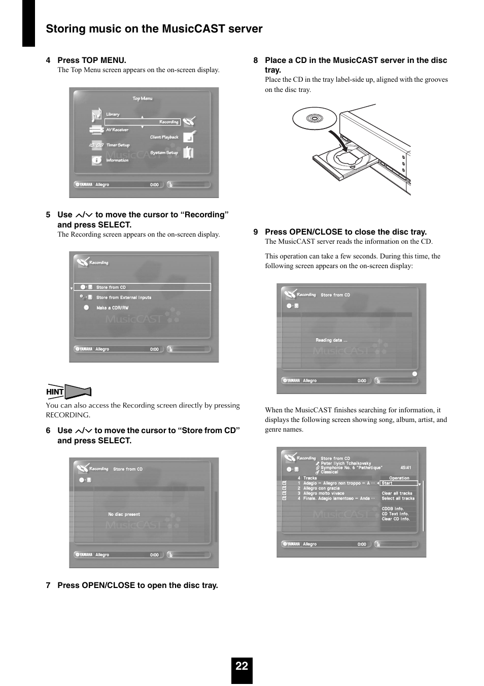 Storing music on the musiccast server 22 | Yamaha mcx-1000 User Manual | Page 22 / 148