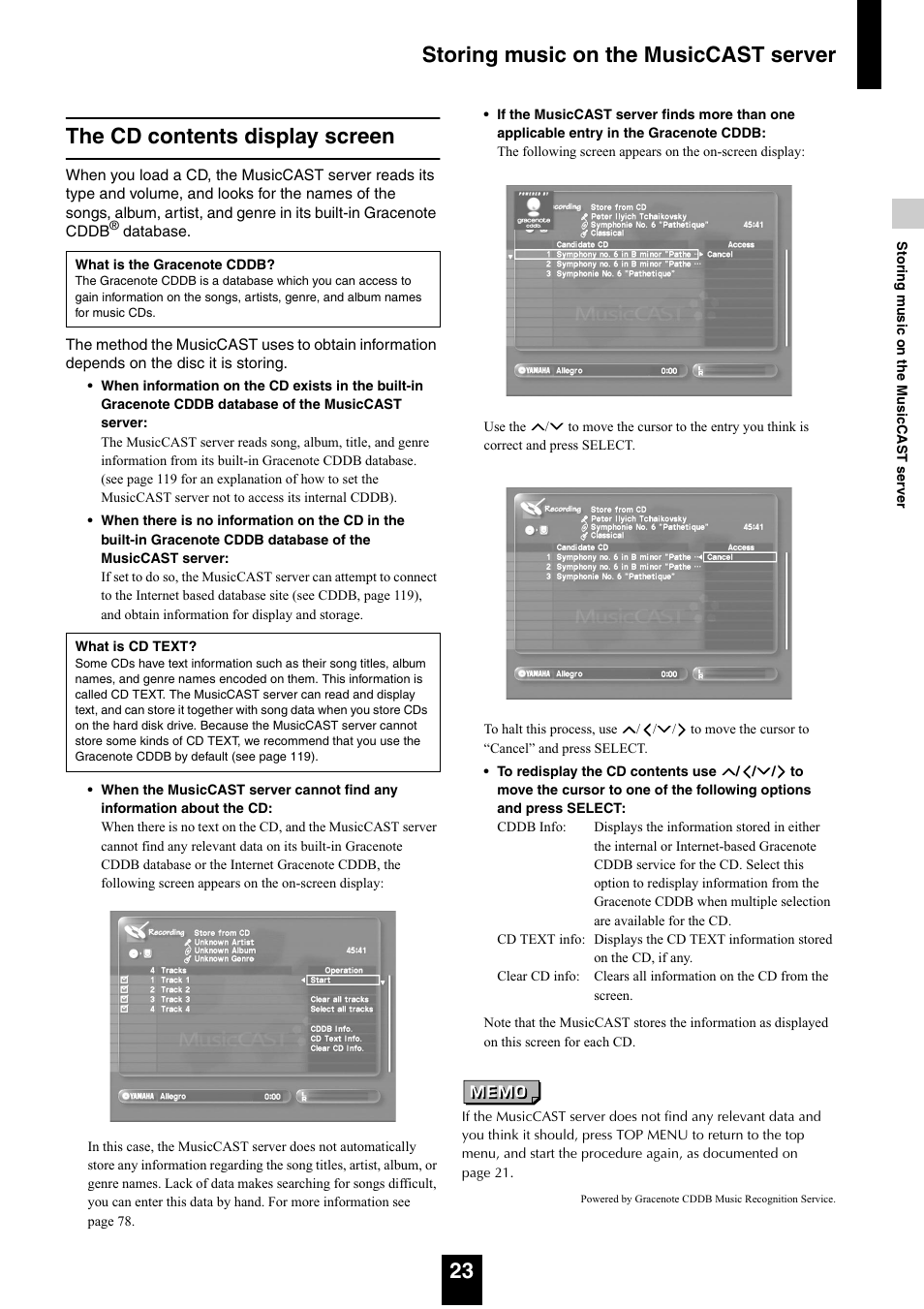 The cd contents display screen | Yamaha mcx-1000 User Manual | Page 23 / 148