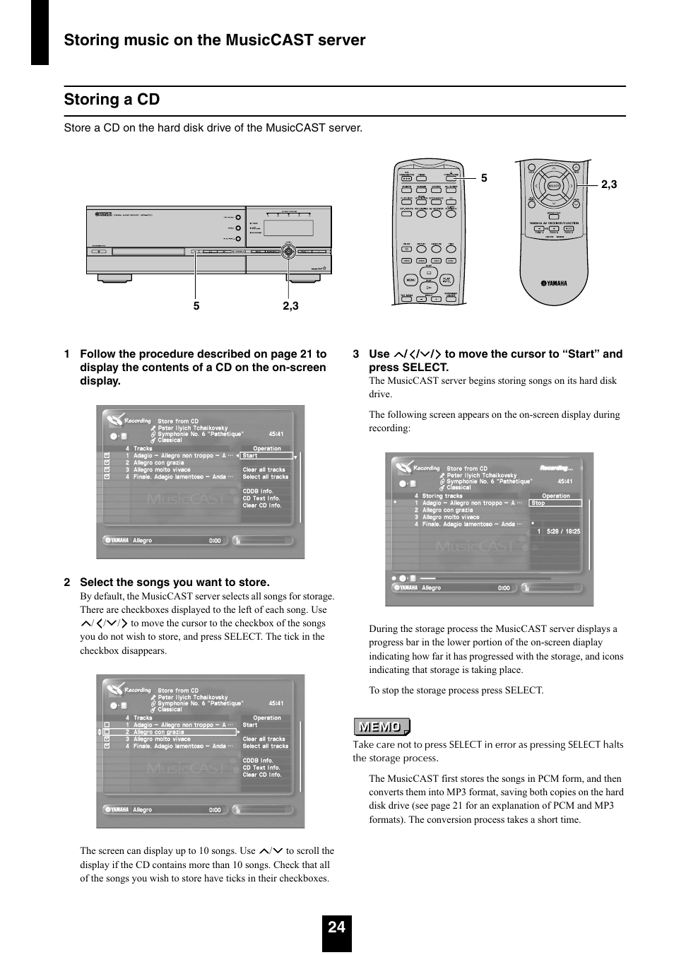 Storing a cd | Yamaha mcx-1000 User Manual | Page 24 / 148