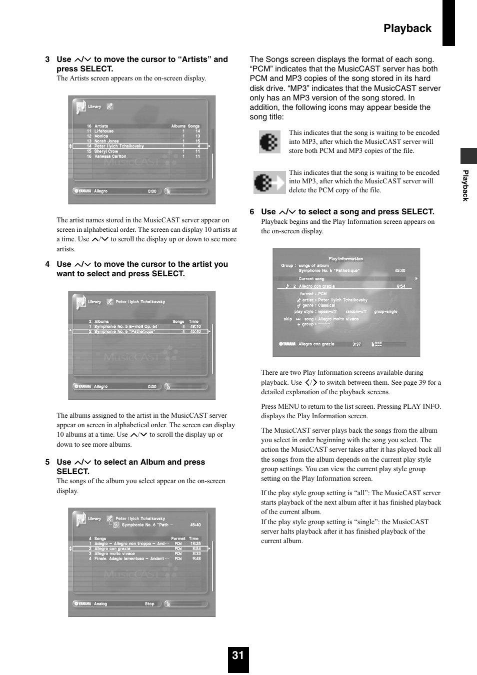 Playback 31 | Yamaha mcx-1000 User Manual | Page 31 / 148