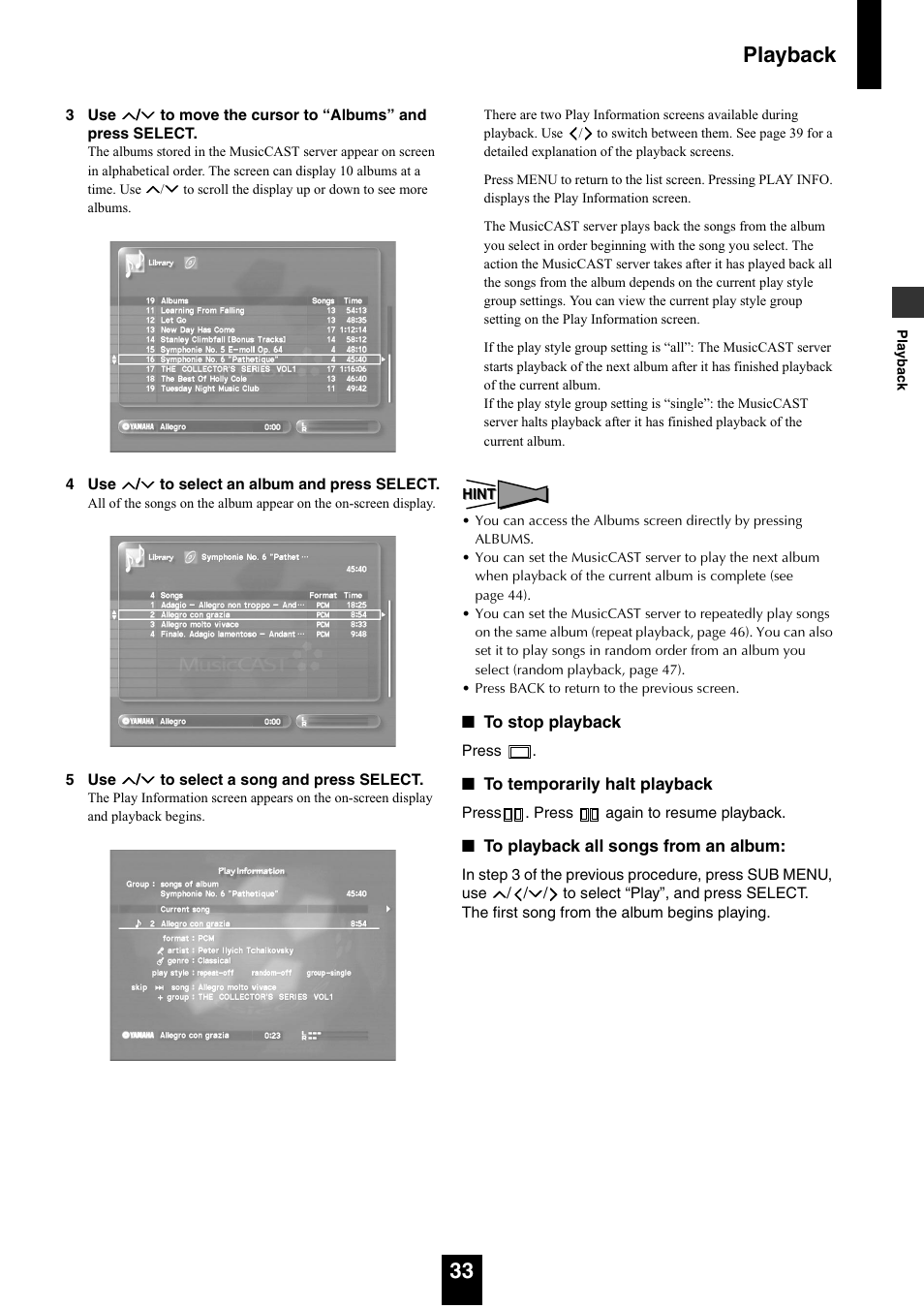 Playback 33 | Yamaha mcx-1000 User Manual | Page 33 / 148