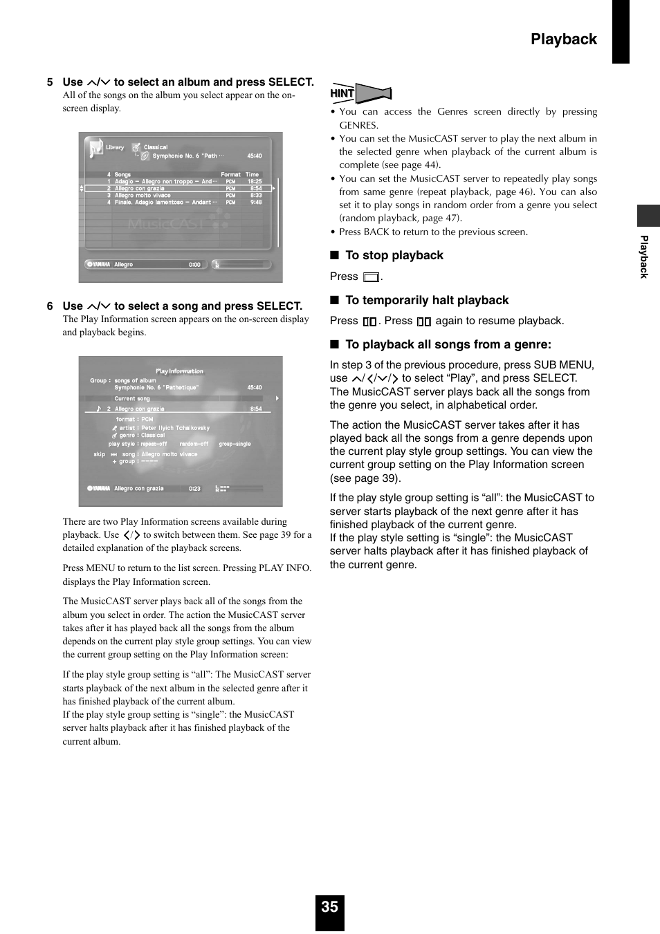 Playback 35 | Yamaha mcx-1000 User Manual | Page 35 / 148