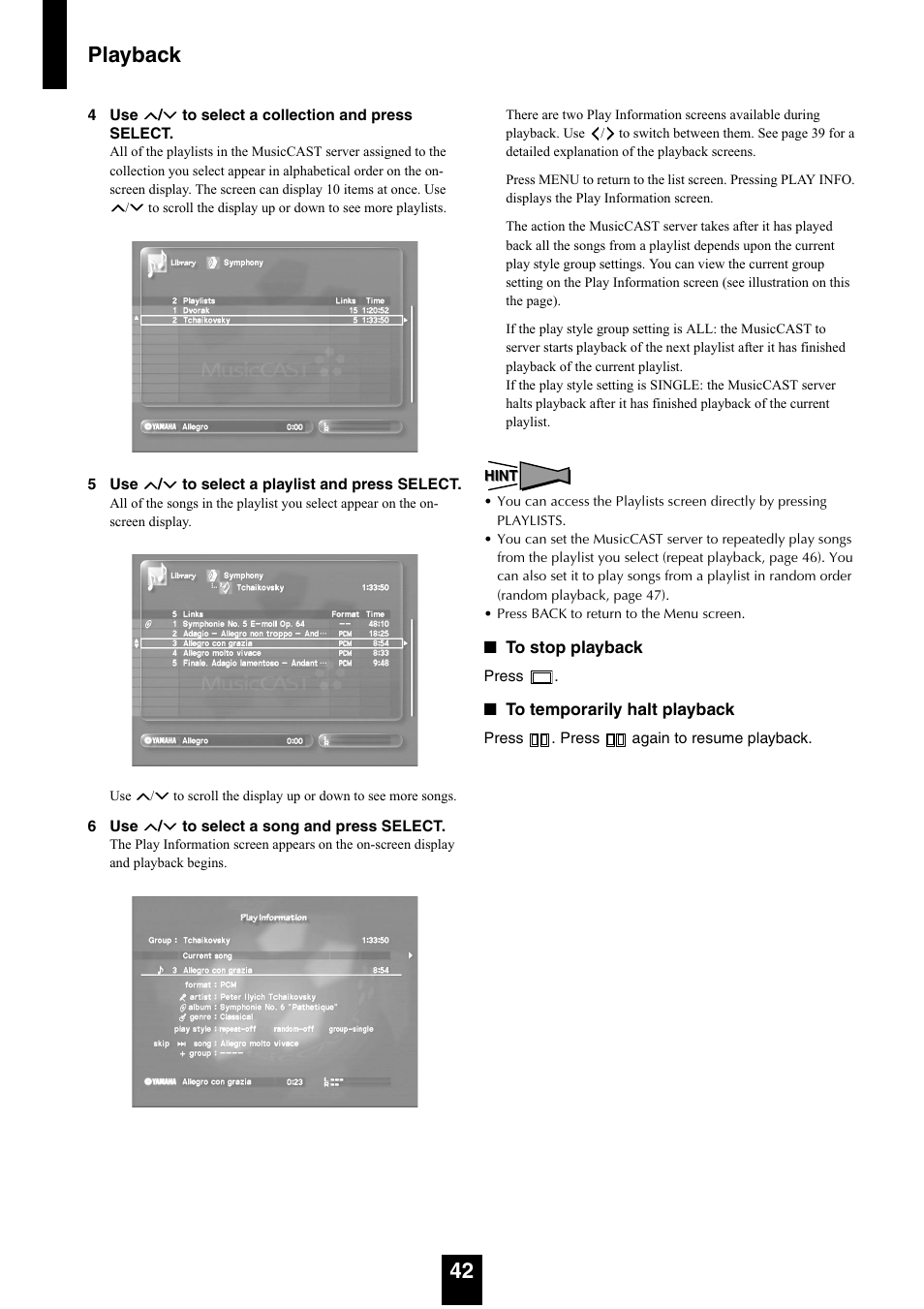 Playback 42 | Yamaha mcx-1000 User Manual | Page 42 / 148