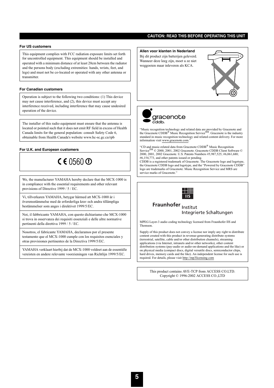 Yamaha mcx-1000 User Manual | Page 5 / 148