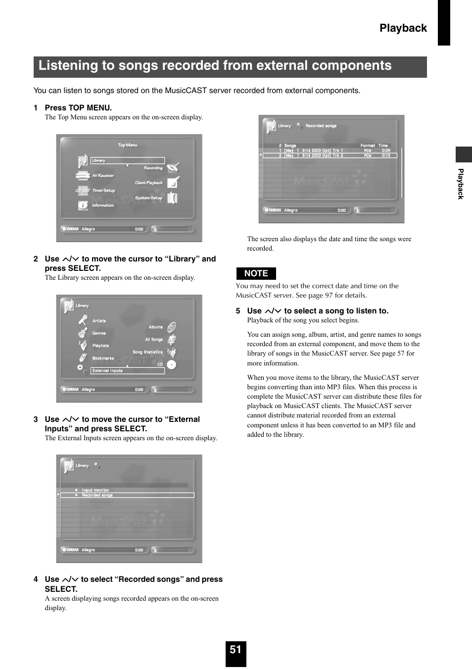 Playback 51 | Yamaha mcx-1000 User Manual | Page 51 / 148