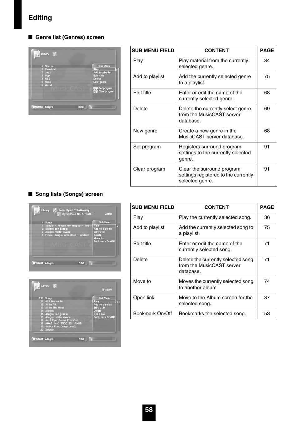 Editing 58 | Yamaha mcx-1000 User Manual | Page 58 / 148