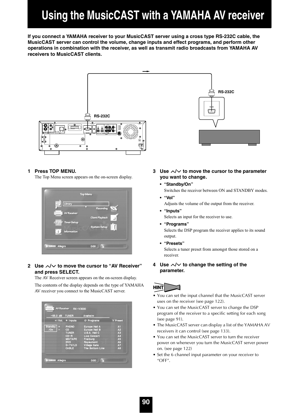 Using the musiccast with a yamaha av receiver | Yamaha mcx-1000 User Manual | Page 90 / 148