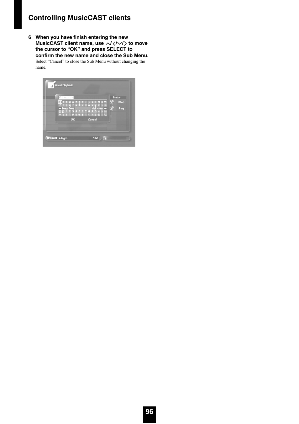 Controlling musiccast clients 96 | Yamaha mcx-1000 User Manual | Page 96 / 148