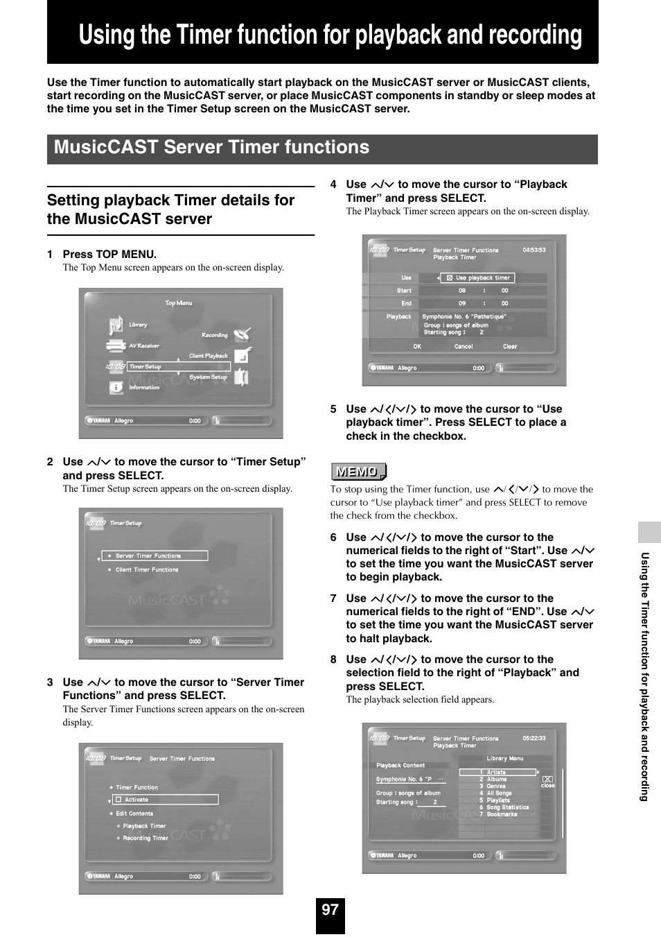 Musiccast server timer functions | Yamaha mcx-1000 User Manual | Page 97 / 148