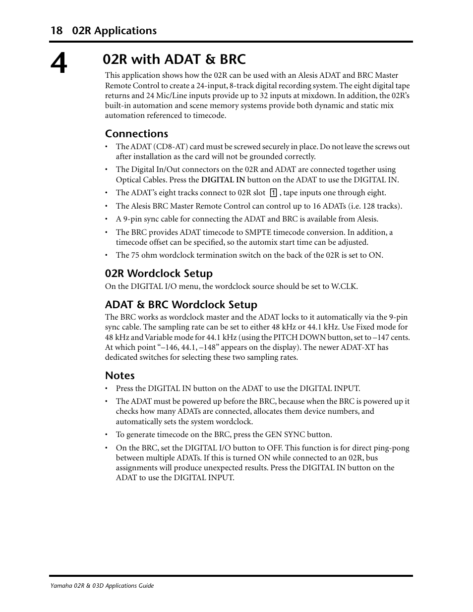 02r with adat & brc | Yamaha 03D User Manual | Page 23 / 89