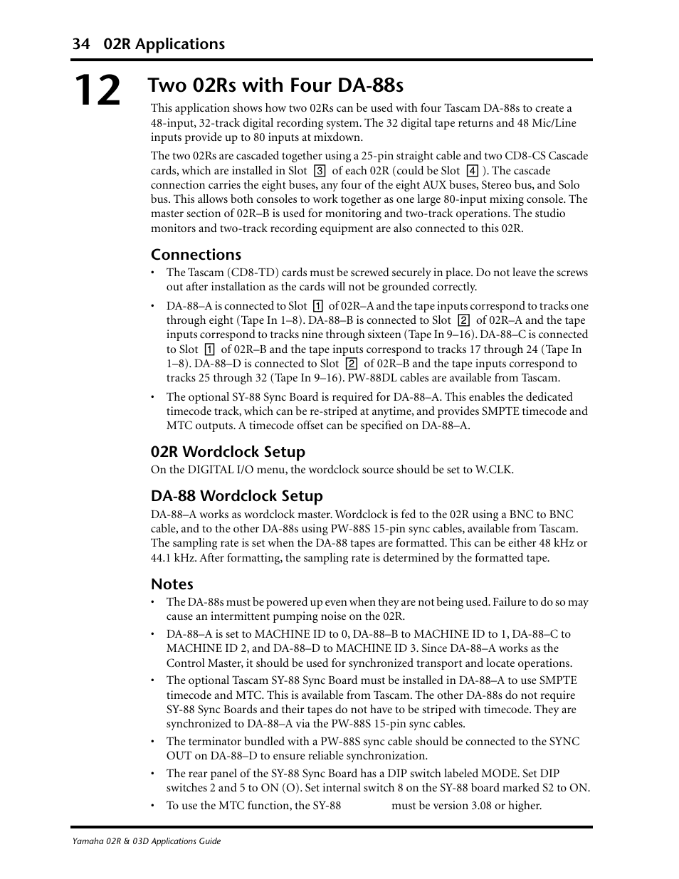 Two 02rs with four da-88s | Yamaha 03D User Manual | Page 39 / 89