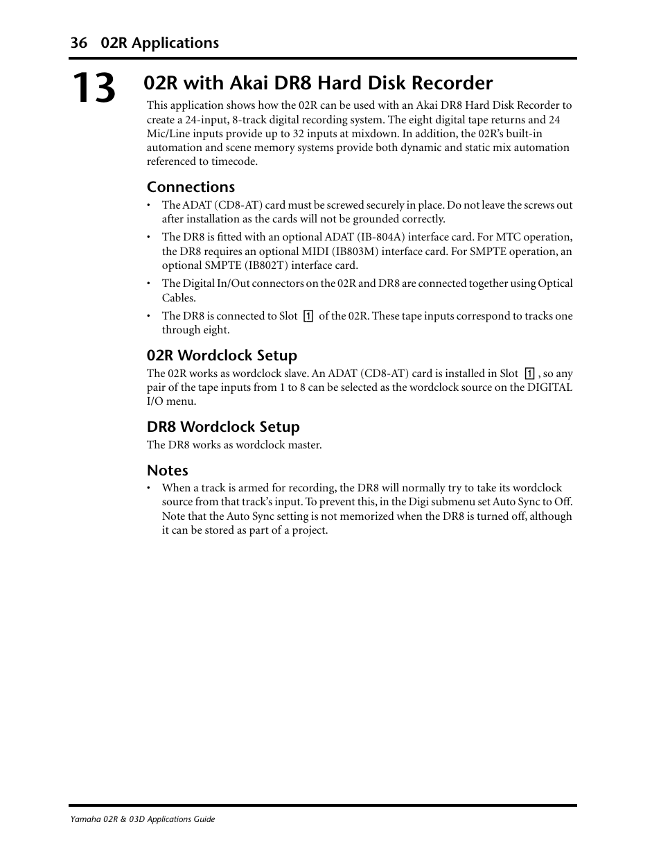 02r with akai dr8 hard disk recorder | Yamaha 03D User Manual | Page 41 / 89