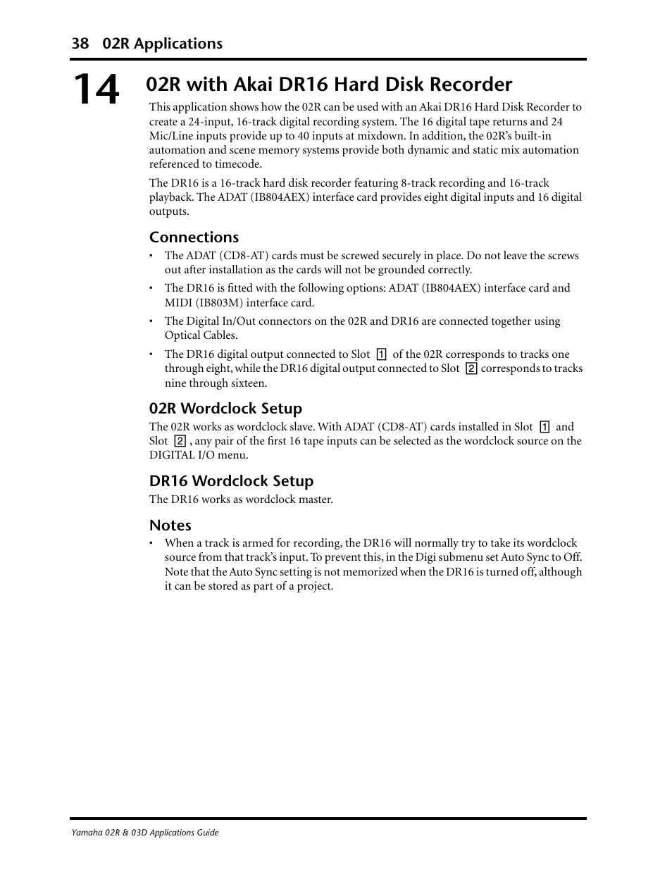 02r with akai dr16 hard disk recorder | Yamaha 03D User Manual | Page 43 / 89