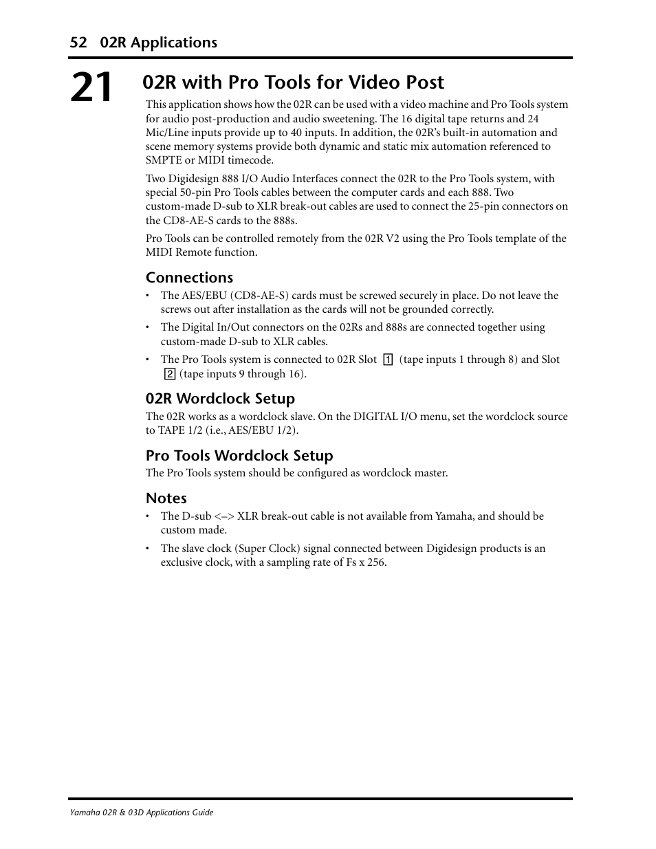 02r with pro tools for video post | Yamaha 03D User Manual | Page 57 / 89